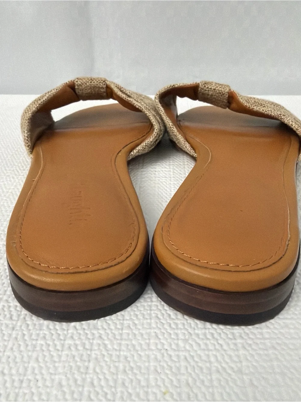 J. McLaughlin Karina Linen Sandals Natural Bow Flats Women’s Size 6.5 Brown - Picture 4 of 9